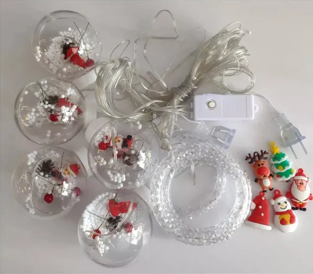 Cortina de Luces de Navidad LED Bolas Y Aros 3m x70cm