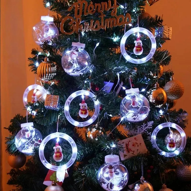 Cortina de Luces de Navidad LED Bolas Y Aros 3m x70cm