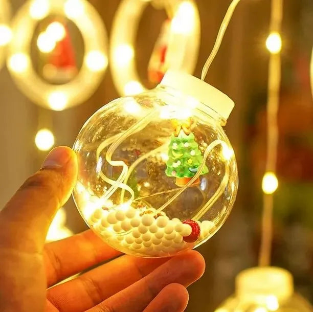 Cortina de Luces de Navidad LED Bolas Y Aros 3m x70cm